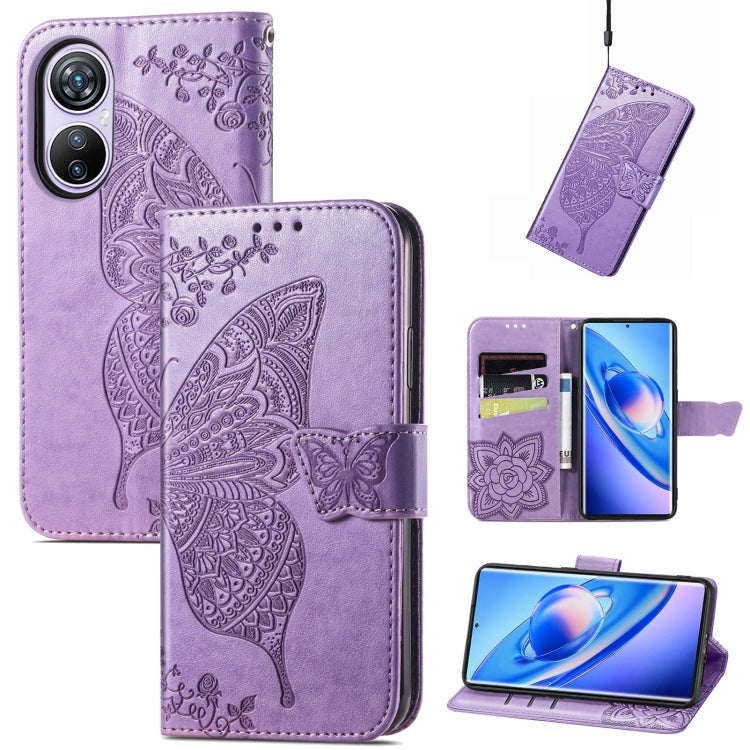 For Blackview A200 Pro Butterfly Love Flower Embossed Leather Phone Case(Lavender) - More Brand by PMC TechLife | Online Shopping South Africa | PMC TechLife