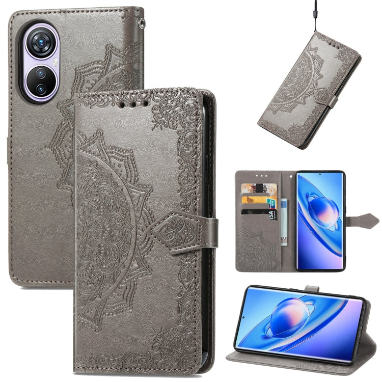 For Blackview A200 Pro Mandala Flower Embossed Leather Phone Case(Gray) - More Brand by PMC Jewellery | Online Shopping South Africa | PMC Jewellery | Buy Now Pay Later Mobicred