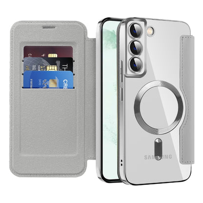 For Samsung Galaxy S22 5G MagSafe Magnetic RFID Anti-theft Leather Phone Case(Grey) - Galaxy S22+ 5G Cases by PMC Jewellery | Online Shopping South Africa | PMC Jewellery