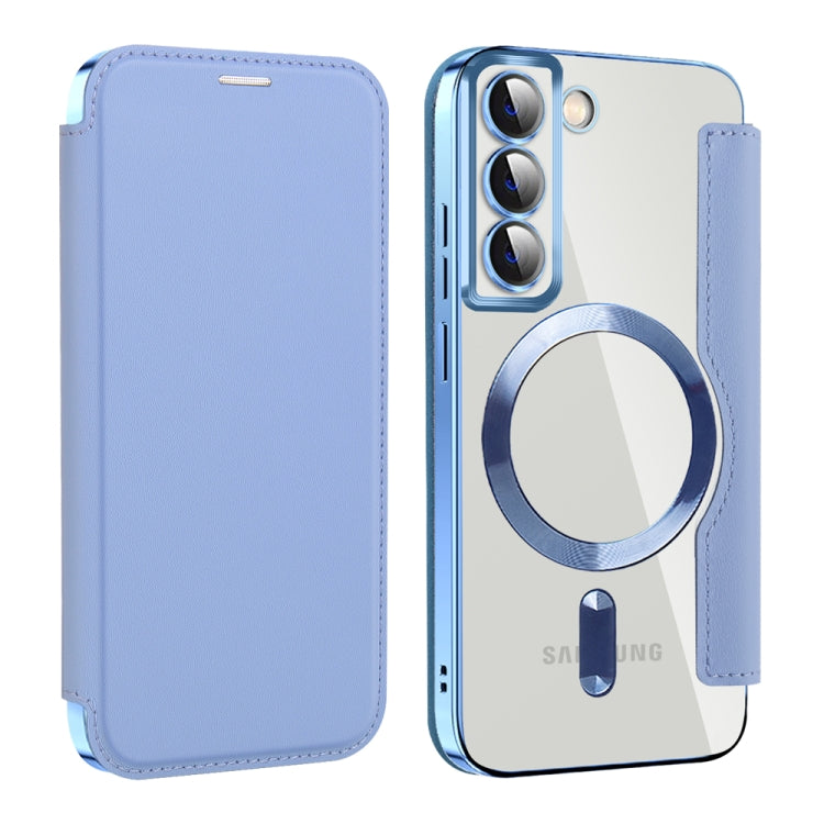 For Samsung Galaxy S22+ 5G MagSafe Magnetic RFID Anti-theft Leather Phone Case(Blue) - Galaxy S22 5G Cases by PMC Jewellery | Online Shopping South Africa | PMC Jewellery