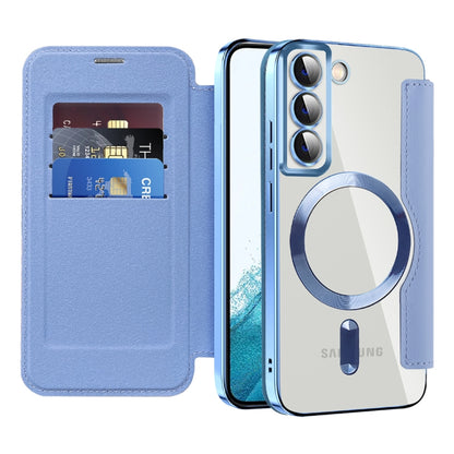 For Samsung Galaxy S22+ 5G MagSafe Magnetic RFID Anti-theft Leather Phone Case(Blue) - Galaxy S22 5G Cases by PMC Jewellery | Online Shopping South Africa | PMC Jewellery