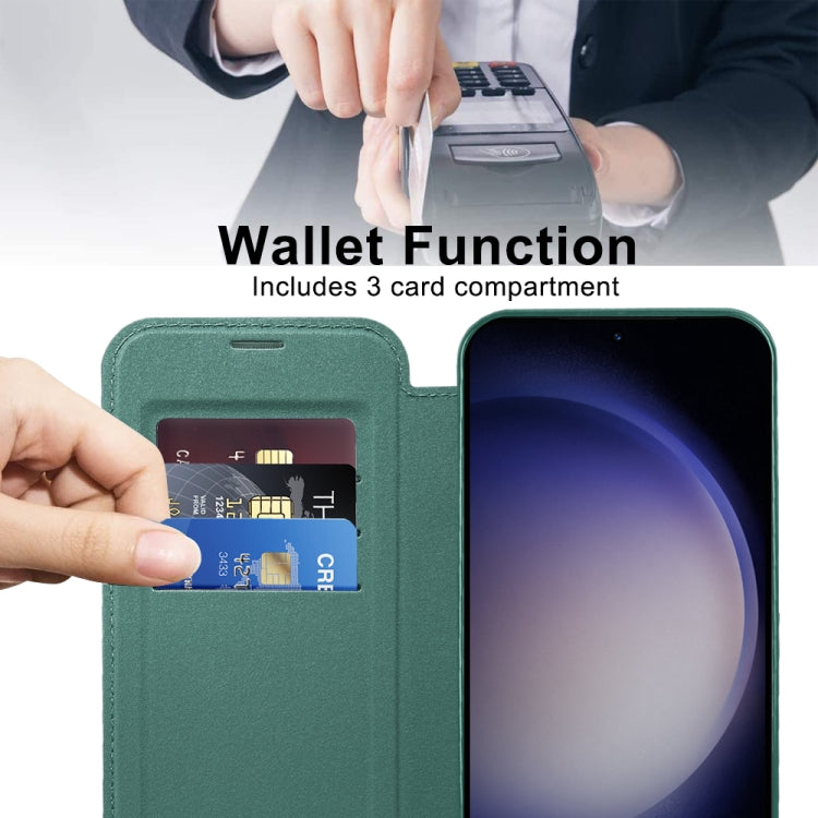 For Samsung Galaxy S25+ 5G Shield MagSafe RFID Anti-theft Leather Phone Case(Green) - free shipping - PMC Jewellery - Order now!
