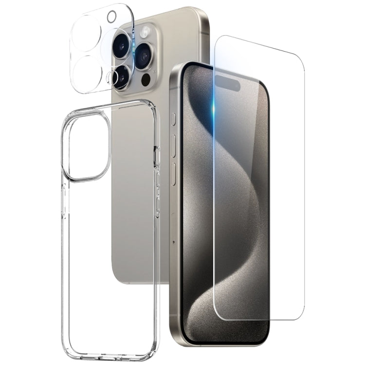 For iPhone 15 Pro Max NORTHJO 3 in 1 TPU Phone Case with Screen Film and Lens Film(Clear) - iPhone 15 Pro Max Cases by NORTHJO | Online Shopping South Africa | PMC Jewellery | Buy Now Pay Later Mobicred