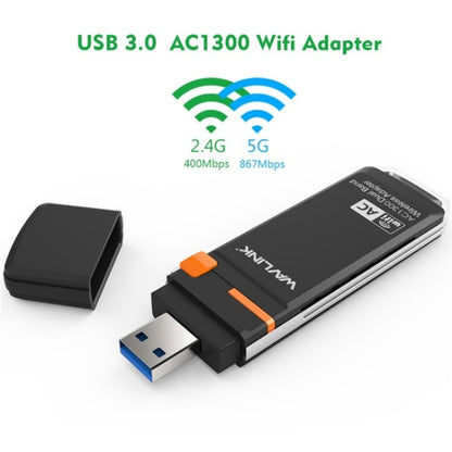 WAVLINK WN688A3D Dual Band Wireless Network Adapter AC1300 Portable USB 3.0 WiFi Dongle - USB Network Adapter by WAVLINK | Online Shopping South Africa | PMC Jewellery | Buy Now Pay Later Mobicred