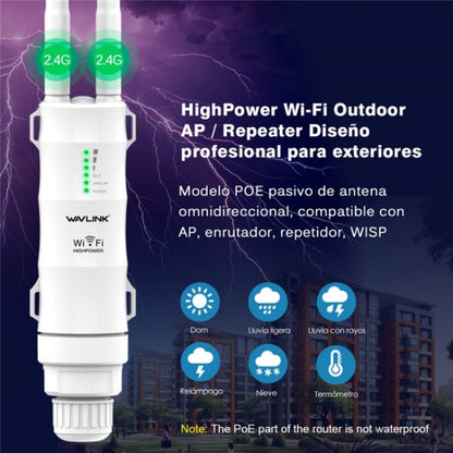 WAVLINK WN570HN2 With PoE Powered WAN/ AP / Repeater Mode 300Mbps Outdoor Router, Plug:US Plug - Wireless Routers by WAVLINK | Online Shopping South Africa | PMC Jewellery | Buy Now Pay Later Mobicred