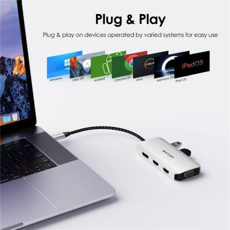 WAVLINK UMD304 Converter USB-C to Dual HD 4K 60Hz  HUB 7-in-1 Laptop Docking Station - USB HUB by WAVLINK | Online Shopping South Africa | PMC Jewellery | Buy Now Pay Later Mobicred