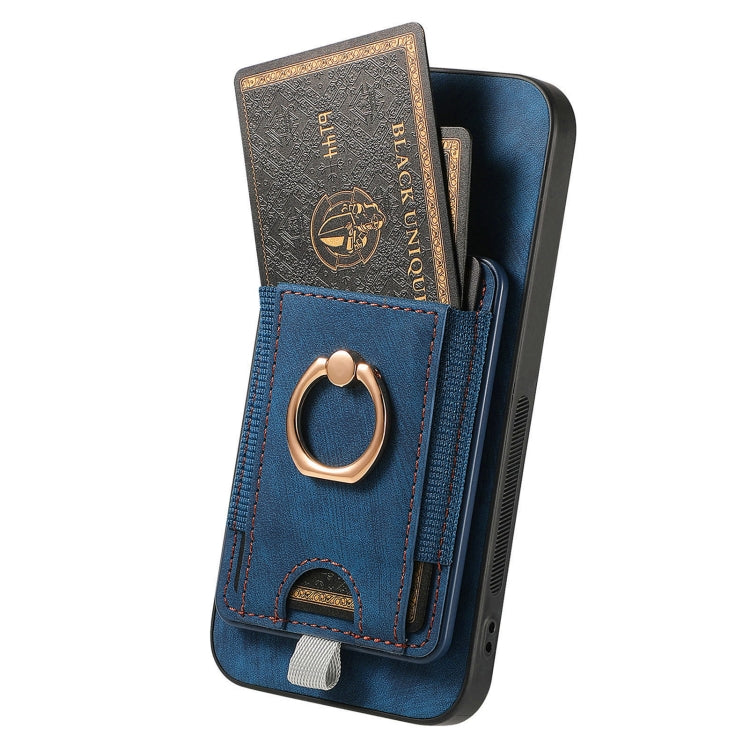 For Samsung Galaxy S25+ 5G Retro Splitable Magnetic Card Bag Leather Phone Case(Blue) - Galaxy Phone Cases by PMC Jewellery | Online Shopping South Africa | PMC Jewellery | Buy Now Pay Later Mobicred