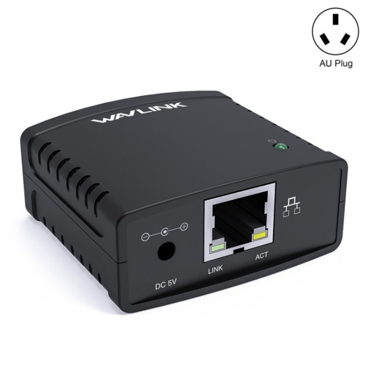 WAVLINK NU72P11 100Mbps Network Print Server USB 2.0 Network Printer Power Adapter(AU Plug) - Printer Accessories by WAVLINK | Online Shopping South Africa | PMC TechLife | Buy Now Pay Later Mobicred