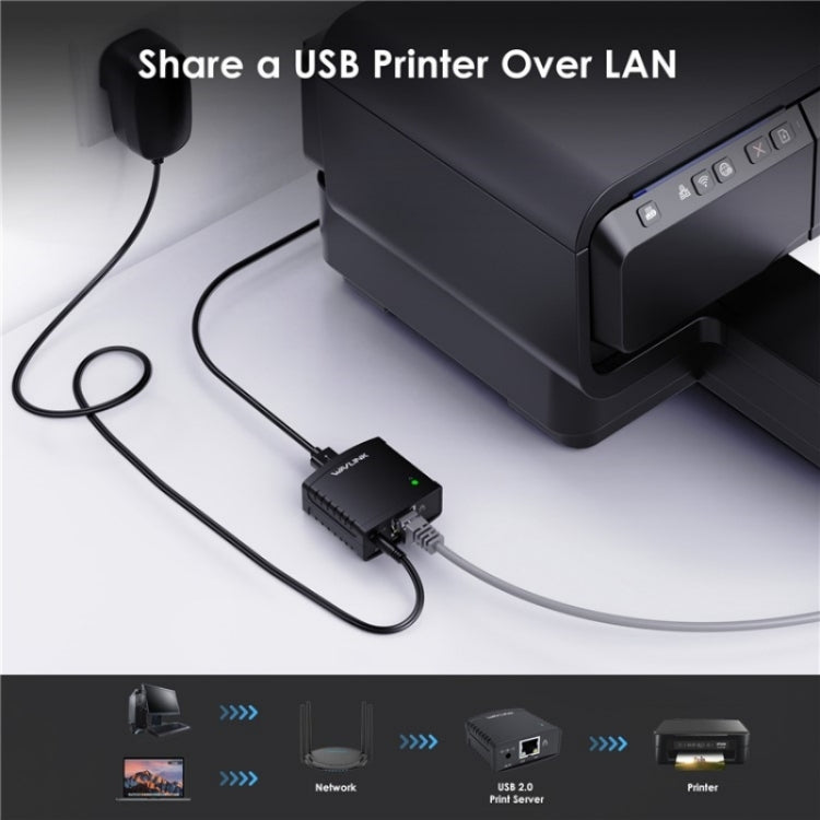 WAVLINK NU72P11 100Mbps Network Print Server USB 2.0 Network Printer Power Adapter(EU Plug) - Printer Accessories by WAVLINK | Online Shopping South Africa | PMC Jewellery