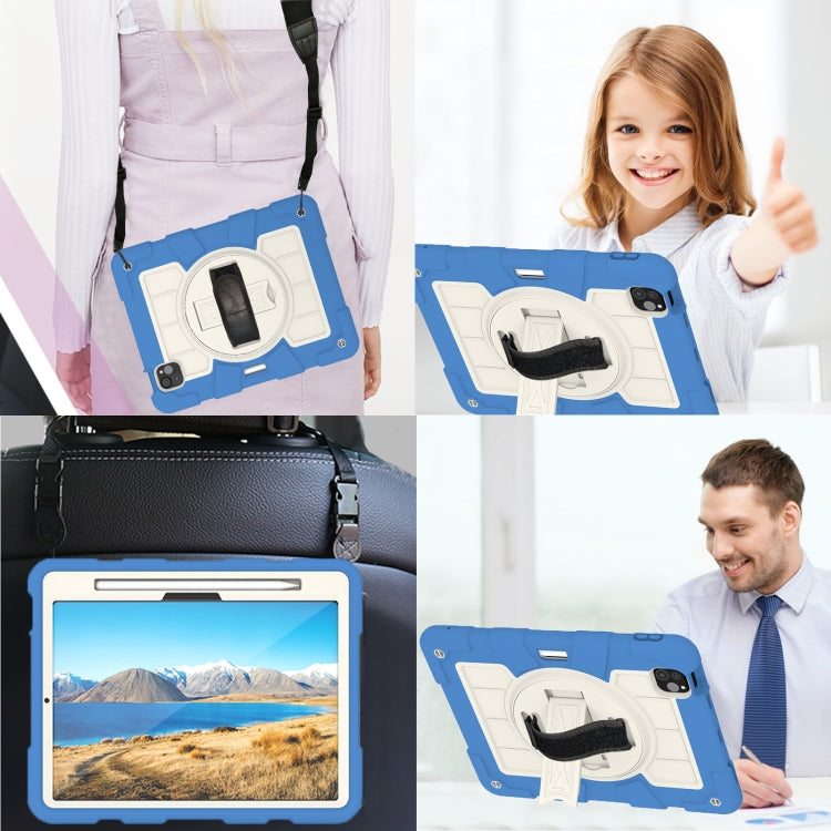 For iPad Air 11 2025 / 2024 Silicone Hybrid PC Shockproof Tablet Case with Shoulder Strap(Azure Blue) - iPad Air 11 2025 / 2024 Cases by PMC TechLife | Online Shopping South Africa | PMC TechLife | Buy Now Pay Later Mobicred