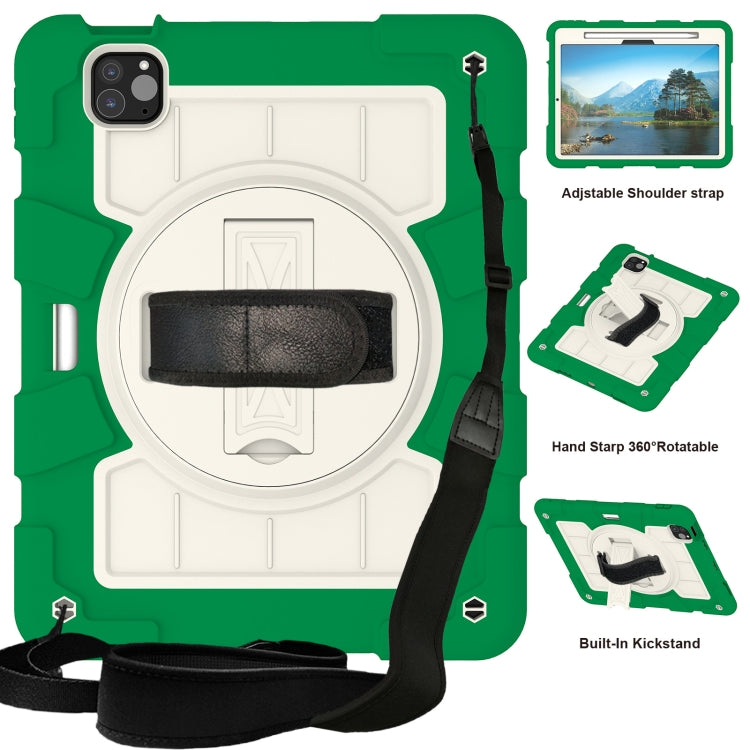 For iPad Pro 11 2024 Silicone Hybrid PC Shockproof Tablet Case with Shoulder Strap(Classic Green) - iPad Pro 11 2024 Cases by PMC TechLife | Online Shopping South Africa | PMC TechLife | Buy Now Pay Later Mobicred