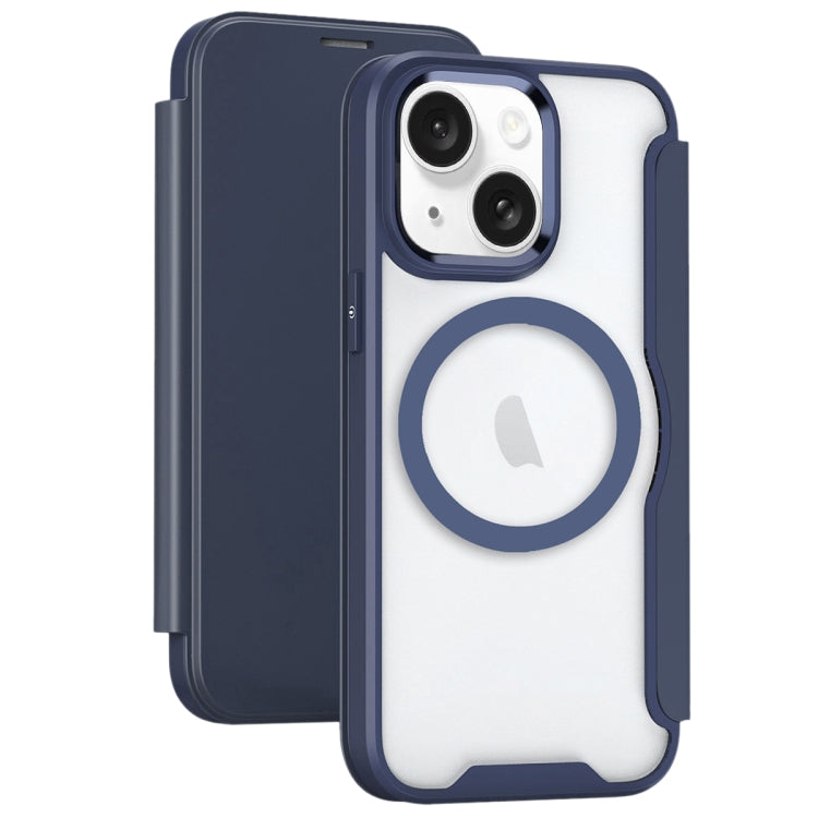 For iPhone 15 MagSafe RFID Blocking Adsorption Flip Leather Phone Case(Purple) - iPhone 15 Cases by PMC TechLife | Online Shopping South Africa | PMC TechLife