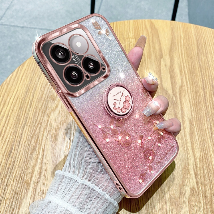 For Xiaomi 14 Gradient Glitter Immortal Flower Ring All-inclusive Phone Case(Pink) - 14 Pro Cases by PMC TechLife | Online Shopping South Africa | PMC TechLife | Buy Now Pay Later Mobicred