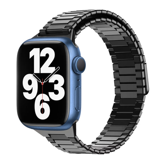 For Apple Watch Series 7 45mm Bamboo Magnetic Stainless Steel Metal Watch Strap(Black) - Watch Bands by PMC Jewellery | Online Shopping South Africa | PMC Jewellery