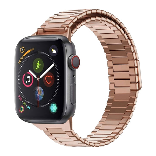 For Apple Watch Series 4 44mm Bamboo Magnetic Stainless Steel Metal Watch Strap(Rose Gold) - Watch Bands by PMC Jewellery | Online Shopping South Africa | PMC Jewellery