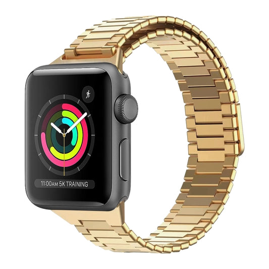 For Apple Watch Series 3 42mm Bamboo Magnetic Stainless Steel Metal Watch Strap(Gold) - Watch Bands by PMC Jewellery | Online Shopping South Africa | PMC Jewellery