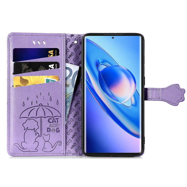For Blackview A200 Pro Cat and Dog Embossed Leather Phone Case(Purple) - More Brand by PMC TechLife | Online Shopping South Africa | PMC TechLife