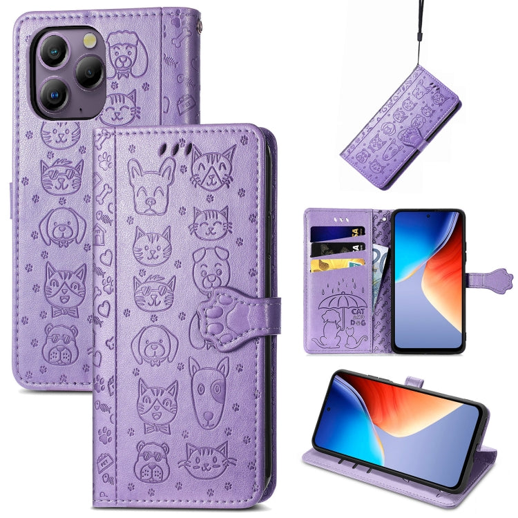 For Blackview A96 Cat and Dog Embossed Leather Phone Case(Purple) - free shipping - PMC TechLife - Order now!