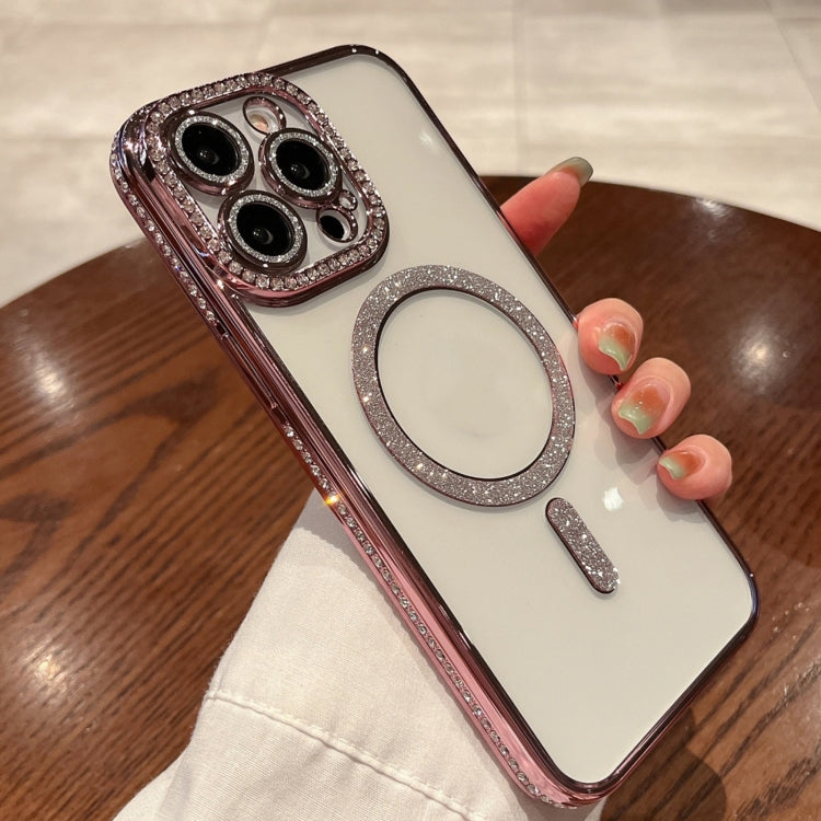 For iPhone 15 Pro Diamond Plated MagSafe TPU Phone Case(Pink) - iPhone 15 Pro Cases by PMC TechLife | Online Shopping South Africa | PMC TechLife | Buy Now Pay Later Mobicred