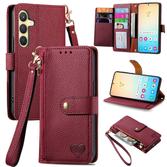 For Samsung Galaxy S24 5G Love Zipper Lanyard Leather Phone Case(Red) - Galaxy S24 5G Cases by PMC Jewellery | Online Shopping South Africa | PMC Jewellery | Buy Now Pay Later Mobicred