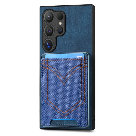 For Samsung Galaxy S25 Ultra 5G Denim Texture Leather Skin Phone Case with Card Slot(Blue) - Galaxy S25 Ultra 5G Cases by PMC Jewellery | Online Shopping South Africa | PMC Jewellery | Buy Now Pay Later Mobicred