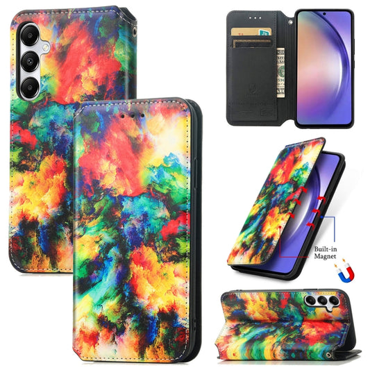 For Samsung Galaxy A55 5G CaseNeo Colorful Magnetic Leather Phone Case(Colorful Cloud) - Galaxy Phone Cases by PMC Jewellery | Online Shopping South Africa | PMC Jewellery