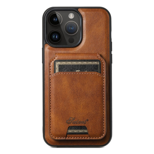 For iPhone 12 Pro Max Suteni H15 MagSafe Oil Eax Leather Detachable Wallet Back Phone Case(Brown) - iPhone 12 Pro Max Cases by Suteni | Online Shopping South Africa | PMC Jewellery