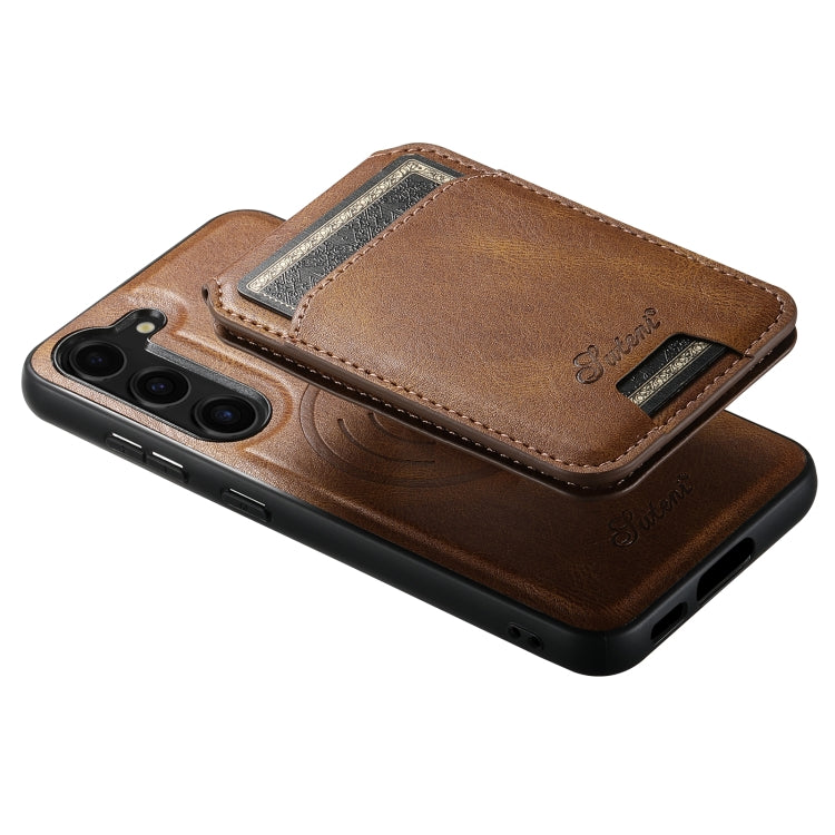 For Samsung Galaxy S24 5G Suteni H15 MagSafe Oil Eax Leather Detachable Wallet Back Phone Case(Brown) - Galaxy S24 5G Cases by Suteni | Online Shopping South Africa | PMC Jewellery