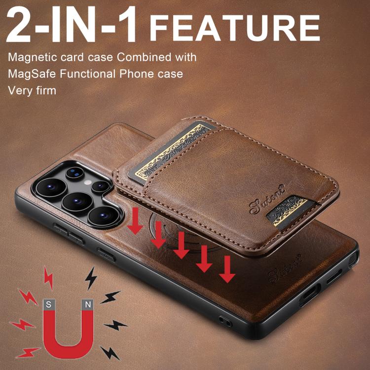 For Samsung Galaxy S25+ 5G Suteni H15  Oil Eax Leather Detachable Wallet Back Phone Case(Brown) - Galaxy S25+ 5G Cases by Suteni | Online Shopping South Africa | PMC Jewellery | Buy Now Pay Later Mobicred