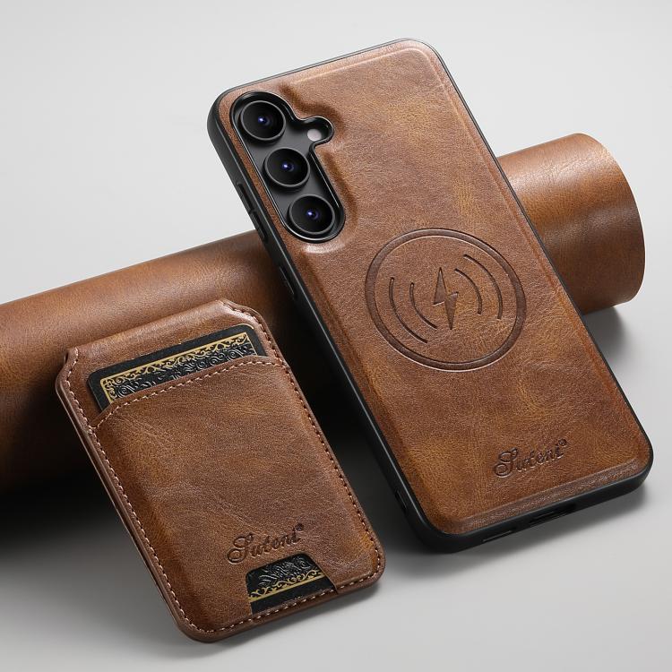 For Samsung Galaxy S25 5G Suteni H15  Oil Eax Leather Detachable Wallet Back Phone Case(Brown) - Galaxy S25 5G Cases by Suteni | Online Shopping South Africa | PMC Jewellery | Buy Now Pay Later Mobicred