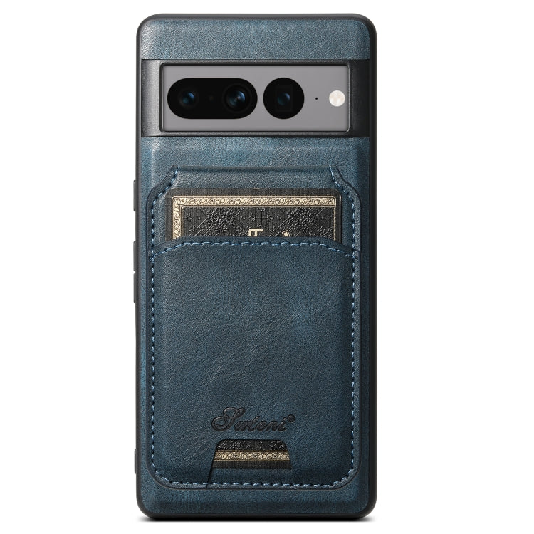 For Google Pixel 8 Pro Suteni H15 Oil Eax Leather Detachable Wallet Back Phone Case(Blue) - Google Cases by Suteni | Online Shopping South Africa | PMC Jewellery | Buy Now Pay Later Mobicred