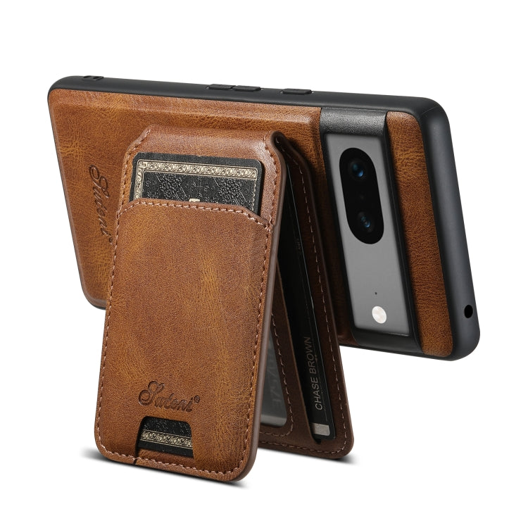 For Google Pixel 8 Suteni H15 Oil Eax Leather Detachable Wallet Back Phone Case(Brown) - Google Cases by Suteni | Online Shopping South Africa | PMC Jewellery | Buy Now Pay Later Mobicred