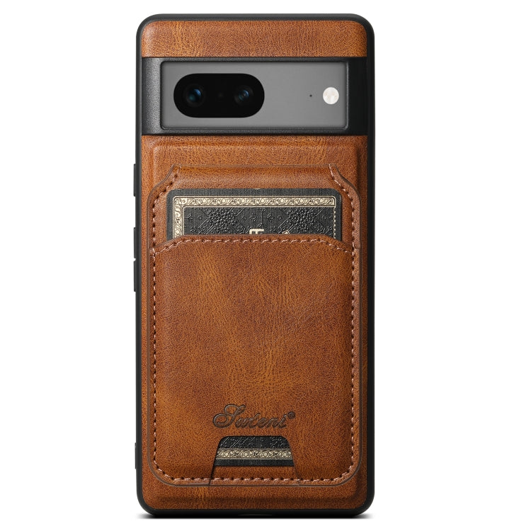 For Google Pixel 7 Suteni H15 Oil Eax Leather Detachable Wallet Back Phone Case(Brown) - Google Cases by Suteni | Online Shopping South Africa | PMC Jewellery | Buy Now Pay Later Mobicred