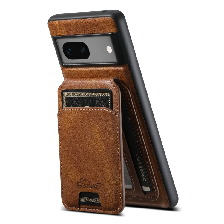 For Google Pixel 7 Suteni H15 Oil Eax Leather Detachable Wallet Back Phone Case(Brown) - Google Cases by Suteni | Online Shopping South Africa | PMC Jewellery | Buy Now Pay Later Mobicred