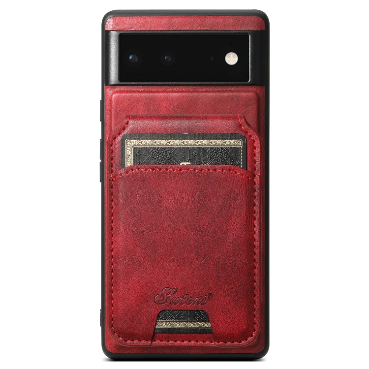 For Google Pixel 6a Suteni H15 Oil Eax Leather Detachable Wallet Back Phone Case(Red) - Google Cases by Suteni | Online Shopping South Africa | PMC Jewellery | Buy Now Pay Later Mobicred