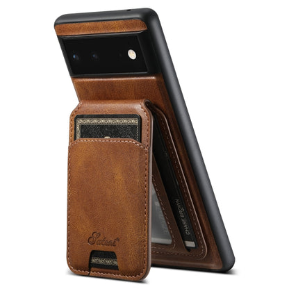 For Google Pixel 6 Pro Suteni H15 Oil Eax Leather Detachable Wallet Back Phone Case(Brown) - Google Cases by Suteni | Online Shopping South Africa | PMC Jewellery | Buy Now Pay Later Mobicred