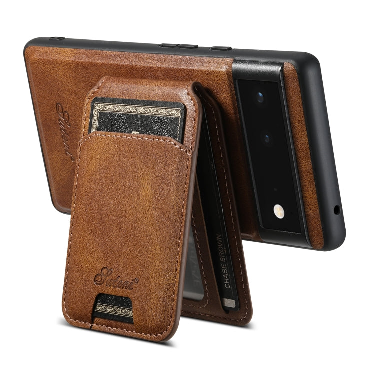 For Google Pixel 6 Suteni H15 Oil Eax Leather Detachable Wallet Back Phone Case(Brown) - free shipping - PMC Jewellery - Order now!