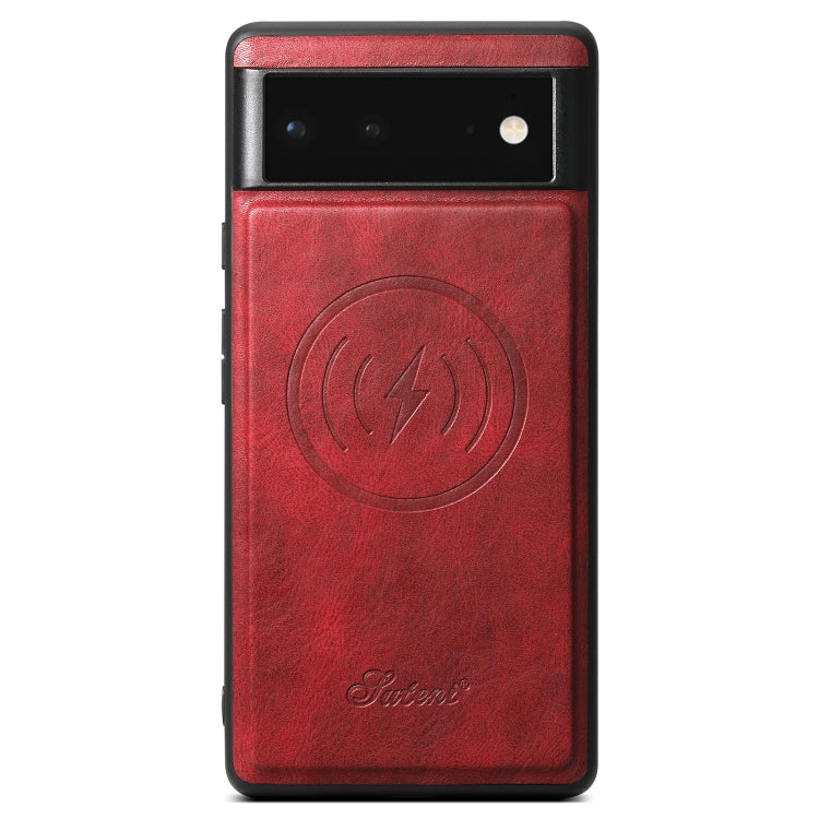 For Google Pixel 6 Suteni H15 Oil Eax Leather Detachable Wallet Back Phone Case(Red) - Google Cases by Suteni | Online Shopping South Africa | PMC Jewellery | Buy Now Pay Later Mobicred