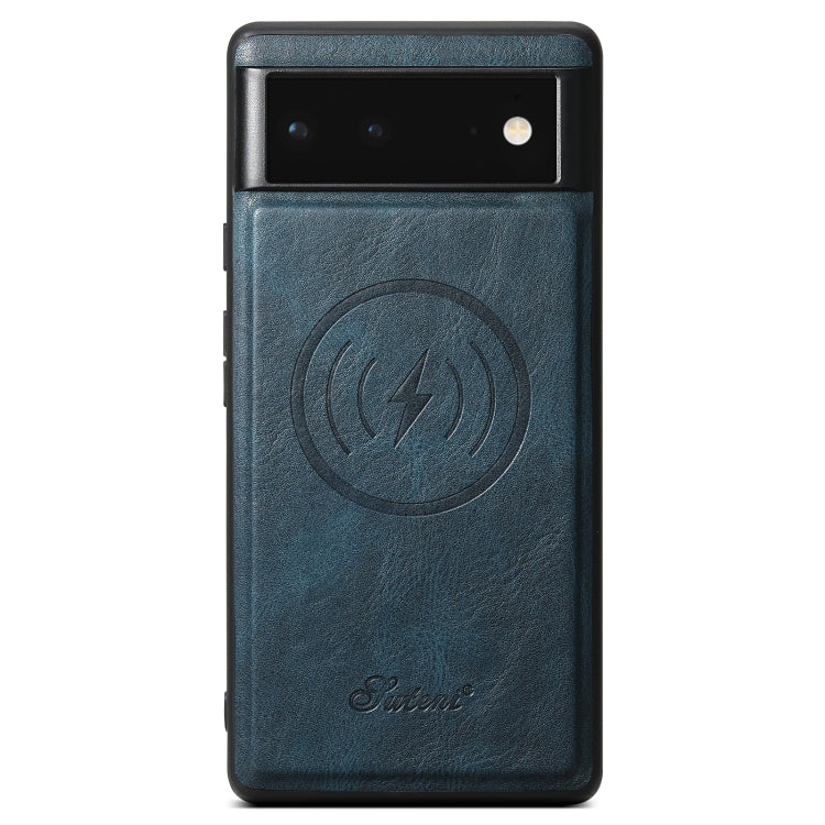 For Google Pixel 6 Suteni H15 Oil Eax Leather Detachable Wallet Back Phone Case(Blue) - Google Cases by Suteni | Online Shopping South Africa | PMC Jewellery | Buy Now Pay Later Mobicred