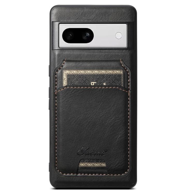 For Google Pixel 8a Suteni H15 Oil Eax Leather Detachable Wallet Back Phone Case(Black) - free shipping - PMC TechLife - Order now!