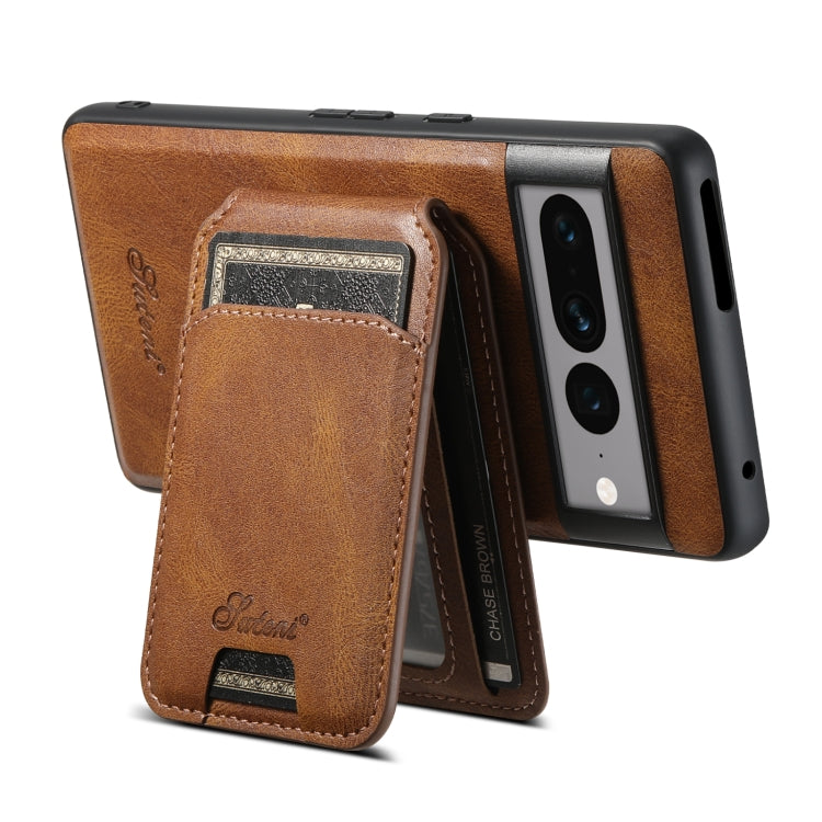 For Google Pixel 8a Suteni H15 Oil Eax Leather Detachable Wallet Back Phone Case(Brown) - Google Cases by Suteni | Online Shopping South Africa | PMC Jewellery | Buy Now Pay Later Mobicred