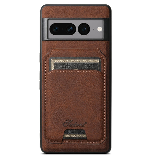 For Google Pixel 8 Suteni H16 Litchi Texture Leather Detachable Wallet Back Phone Case(Brown) - Google Cases by Suteni | Online Shopping South Africa | PMC Jewellery | Buy Now Pay Later Mobicred