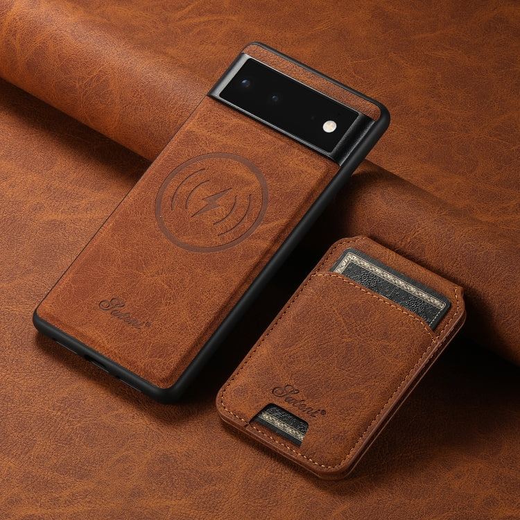For Google Pixel 6 Pro Suteni H16 Litchi Texture Leather Detachable Wallet Back Phone Case(Khaki) - Google Cases by Suteni | Online Shopping South Africa | PMC TechLife | Buy Now Pay Later Mobicred