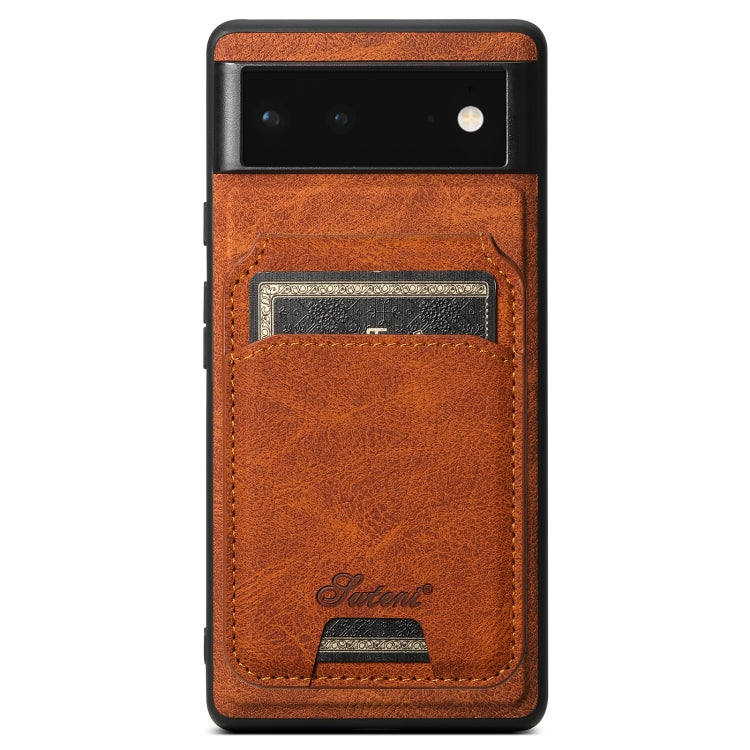 For Google Pixel 6 Suteni H16 Litchi Texture Leather Detachable Wallet Back Phone Case(Khaki) - Google Cases by Suteni | Online Shopping South Africa | PMC TechLife | Buy Now Pay Later Mobicred