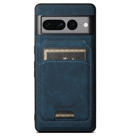 For Google Pixel 8a Suteni H16 Litchi Texture Leather Detachable Wallet Back Phone Case(Blue) - Google Cases by Suteni | Online Shopping South Africa | PMC Jewellery | Buy Now Pay Later Mobicred