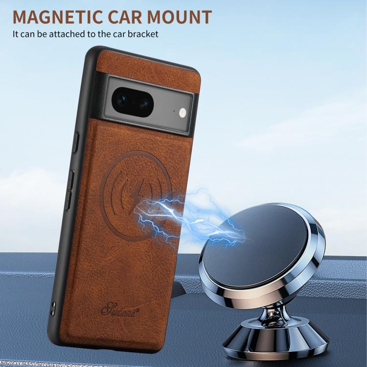 For Google Pixel 7 Suteni H16 Litchi Texture Leather Detachable Wallet Back Phone Case(Brown) - Google Cases by Suteni | Online Shopping South Africa | PMC TechLife | Buy Now Pay Later Mobicred
