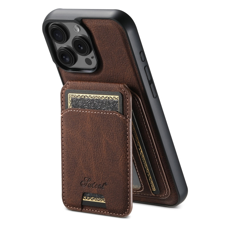 For iPhone 16 Pro Max Suteni H16 Litchi Texture Leather Detachable Wallet Back Phone Case(Brown) - iPhone 16 Pro Max Cases by Suteni | Online Shopping South Africa | PMC Jewellery | Buy Now Pay Later Mobicred