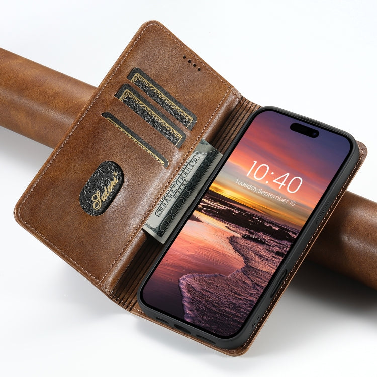 For iPhone 16 Pro Suteni J02 Oil Wax Wallet Leather Phone Case(Brown) - iPhone 16 Pro Cases by Suteni | Online Shopping South Africa | PMC Jewellery | Buy Now Pay Later Mobicred