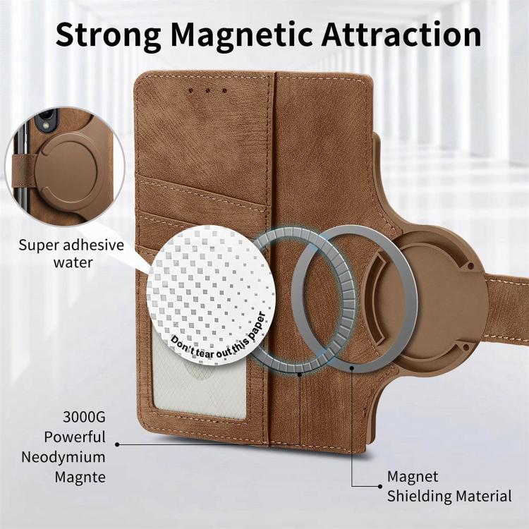 For Samsung Galaxy Z Fold4 Retro MagSafe Magnetic Zipper Wallet Leather Phone Case(Brown) - Galaxy Z Fold4 5G Cases by PMC TechLife | Online Shopping South Africa | PMC TechLife | Buy Now Pay Later Mobicred