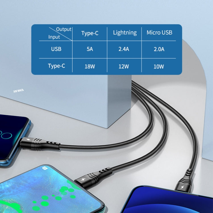 ENKAY 6-in-1 5A USB / Type-C to Type-C / 8 Pin / Micro USB Multifunction Fast Charging Cable, Cable Length:2m(Grey) - Multifunction Cable by ENKAY | Online Shopping South Africa | PMC Jewellery | Buy Now Pay Later Mobicred